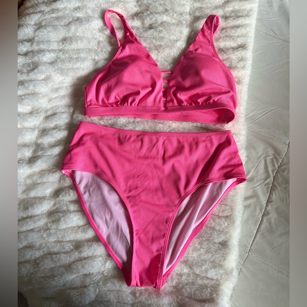 Pink high waisted Bikini Set